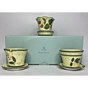 PartyLite Garden Lites Flower Pot Votive Holders Retired NIB P15C/P8056